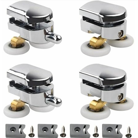 Set med 4 doble ruller - for skyvedør til dusj, 2 hjul på 23 mm