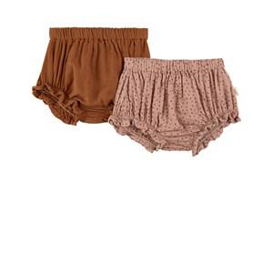 Buddy & Hope 2-Pack Mauve Dots/Cinnamon GOTS Bloomers 62/68 cm - Underwear - 62/68 cm - Brown