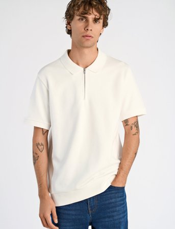 Lindbergh Jersey Pique With. Zip S/S - White - S