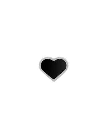 Enamel Heart Charm Silver Black Design Letters