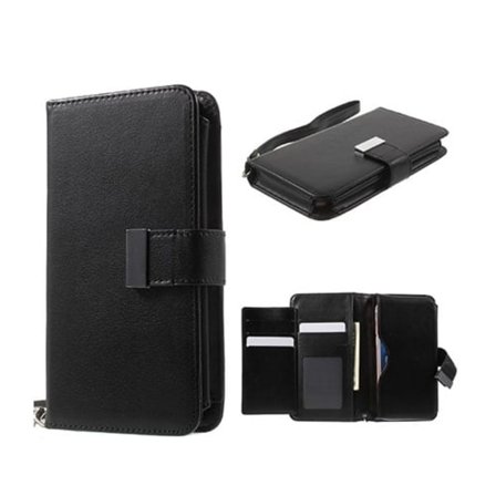 PU Nahkakotelo Lompakko Älypuhelimille - Musta