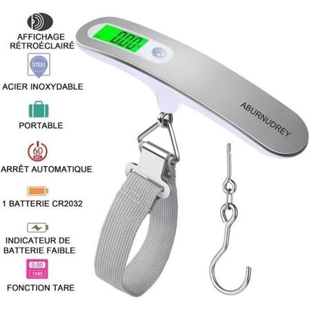 Matkalaukkuvaaka, ABURNUDREY elektroninen matkalaukkuvaaka, kannettava, max. 50 kg / 110 lb (LB, g, Oz, kg)