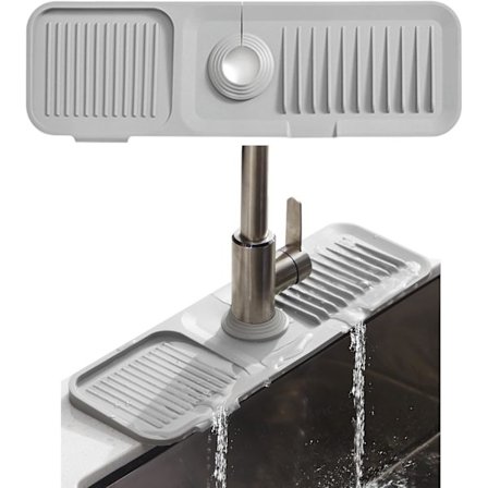 (Lysegrå) Silikonkranmatte, Kjøkkenvaskmatte, Kranbeskyttelse Dreneringsmatte, Sprutbeskyttelse, Kjøkken og Bad