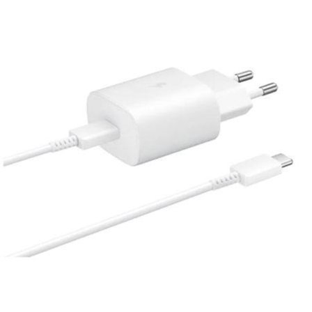 20W Snabbladdningsadapter för Samsung + 1M Kabel Vit 25W + 1m kabel