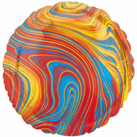 Heliumballon marmor rød og blå rund