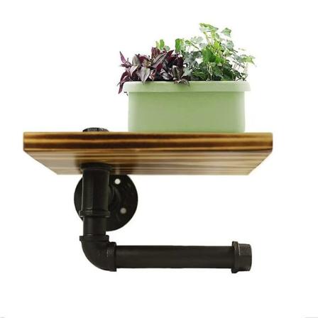 Toalettpapirholder med hylle, veggmontert toalettpapirholder, toalettpapirholder for bad, industriell stil, vintage