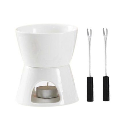 Chokoladefondue Krus med Gafler Smeltekopper til Chokolade Smør Keramik Hot Pot Sæt Ostefondue Simre Krus Fyrfadslys Fonduegryde