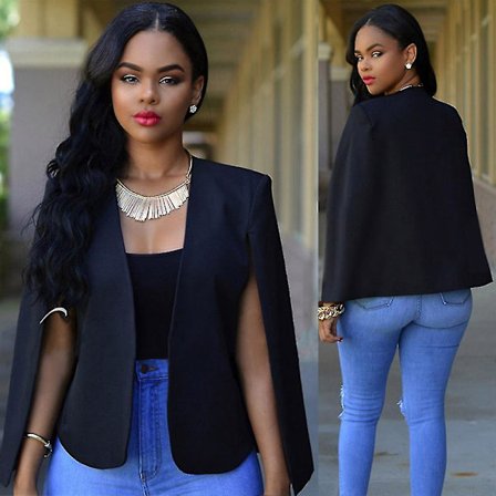 Naisten yksivärinen bleiseri halkiohihoilla lyhyt takki päällysvaate