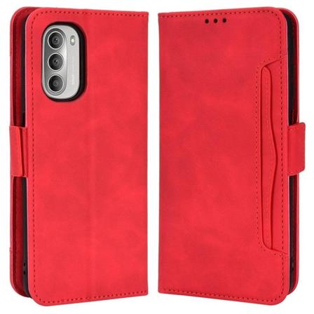 Modernt Motorola Moto G51 5G fodral med plånbok - Röd Röd