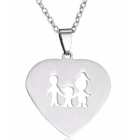 Halsband med berlock hjärta med familj smycke 1 son