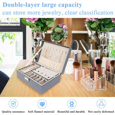 Dubbellagers Pu Stor Kreativ Smyckeskrin För Kvinnor, Flickor