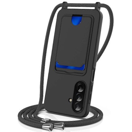 Kompatibel med Samsung Galaxy A56 5G / Galaxy A36 5G Etui Flydende Silikone Kortholder Bagside Telefon Cover med Lanyard - Perfekt