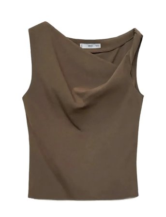 Mango | Asymmetrical Draped Top With Straps | S