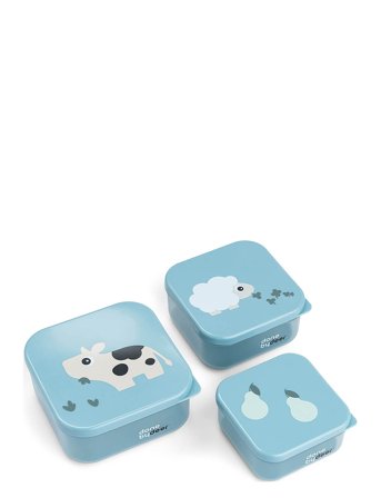 Done by Deer Snack Box Set 3 Pcs Tiny Farm Blue - Blue - 8.9X 8.9X 4.5CM&10.3X 10.3X 5.1CM&11.8X 11.8X 5.5CM.240ML