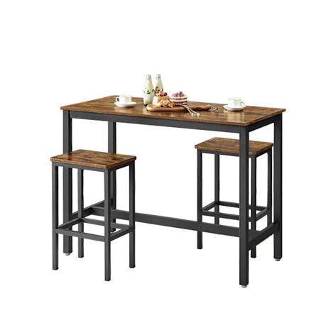 Rootz Bar Table Set - Pub Table - Bistro Set - Space Saving - Hållbar träflipplatta och järn - Tabell: 120x60x90cm, stol: 40x30x65cm