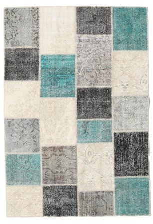Annodato A Mano Patchwork Tappeto 160X232 Di Lana Grigio/Beige