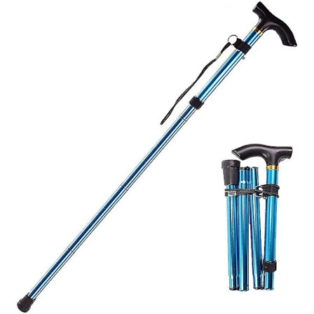 Hopfällbar käpp, hopfällbar promenadkäpp, promenadkäpp, halkfri komfort, snabb, kryckor för äldre