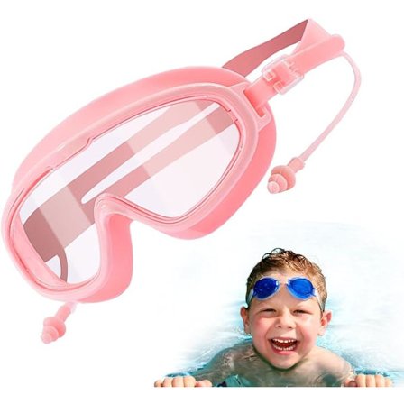 Simglasögon för barn, läckagesäkra vattentäta simglasögon, anti-im UV-skyddsglasögon, mjuka silikonpoolglasögon med öronproppar