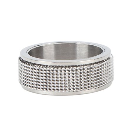 8MM Herre Spinner Ring Støjfri Titanium Stål Angst Stress Relief Sølv Størrelse 9 59,8mm 2,4in