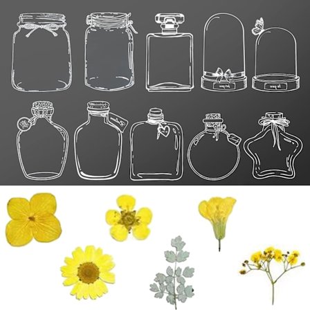 52 stk. transparente tørrede blomster bogmærker