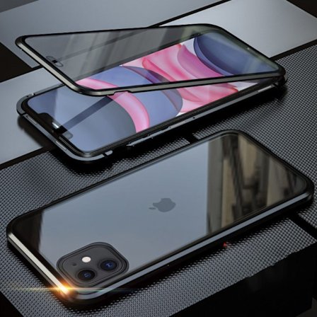 Magnetfodral för iPhone, dubbelsidigt skal av härdat glas iPhone 16 Pro