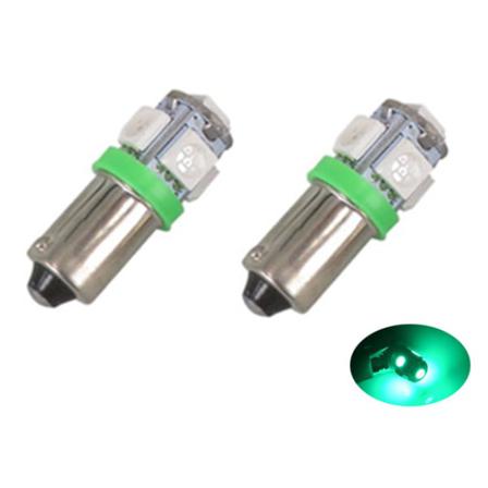 Ba9s Led Med 5st Smd5050 Chip 2-pack T4w Styling Silvergrey Gröna 2-pack