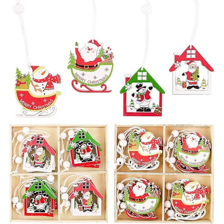 24 stk Julepynt i Tre, Hengende Trepynt for Juletrepynt DIY Håndverk Fest Hy-yuhao