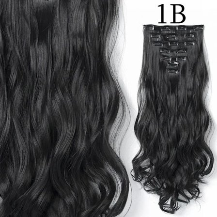 22 Tum 16 Clips Hårförlängningar Lång Rak Frisyr Syntetisk Blond Svart Frisyr Värmebeständigt Falskt Hår 1B 24 Tum