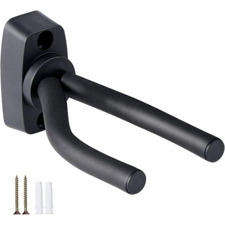 Kitaran seinäteline, Ukulelen seinäteline, Sähkökitara, Klassinen kitara, Bassokitara, Koukku, Musta (1 kpl)