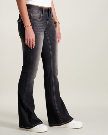 RYVLS Deco Stitch Denim Noir Jeans Fille - Kids Brand Store