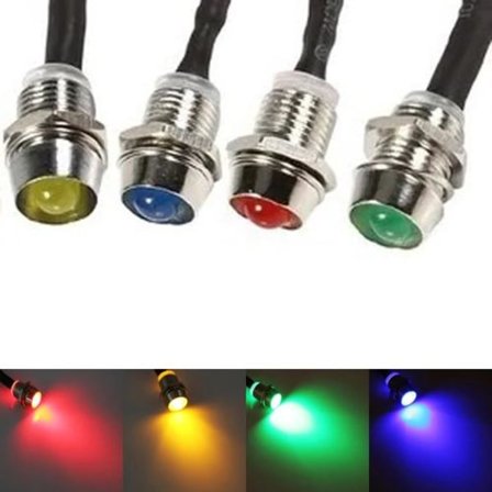 8 mm forskellige LED-lamper til montering i panel, 4-pak advarselslamper