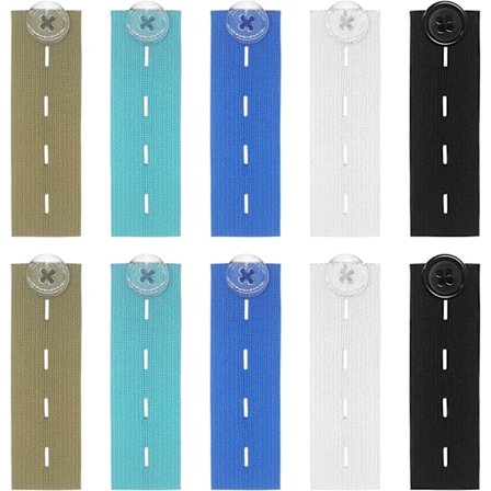 Justerbar Midjeforlenger, 10 stk Elastiske Knapper Forlenger Bukser Midjeutvidelse for Bukser Jeans Gravide Bukser (Blandet Farge)
