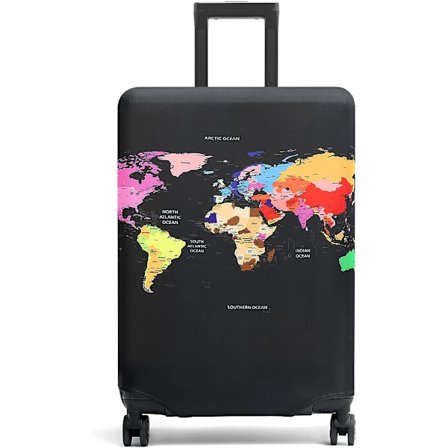 Världskarta Resväskskydd 28 tum Bambu Kol Resväskskydd Polyester Genomskinlig Resväska Vagnskydd Skyddande Väska