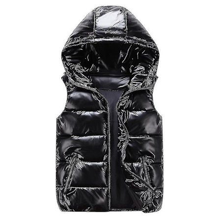 Blanket vatteret vest med hætte og stand-up krave - Unisex vest S Sort