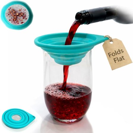 Sammenleggbar finmasket sil – Hendig 4” sammenleggbar silikon-trakt med rustfritt stålfilter for løs te, vin, kaffepåhelling, cocktail