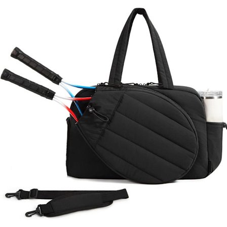 Tennisbag - Tennissportbag - 42L med skokammer - Vanntett racketbag - Bærbar skulderveske - Svart