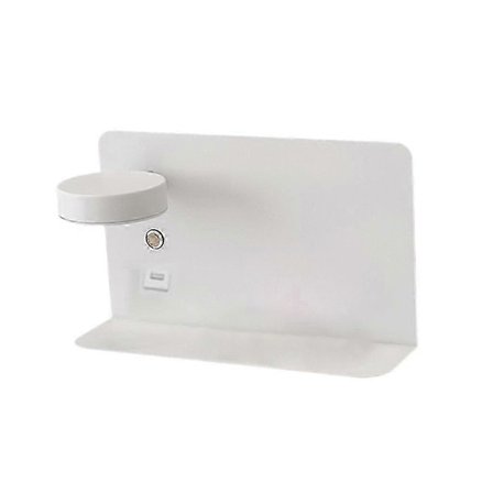 Væglamper til sengen med USB-port og hylde, moderne væglæselamper til hotel, stue, korridor og restaurant (FMY) hvid stor venstre_yux