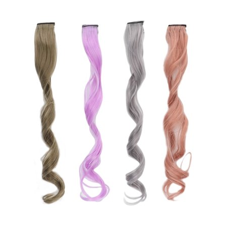4 stk. Hårforlengelse Hårstykke Kvinner Jenter Fashionble Syntetisk Lang Farget Høydepunkter Clip In Hårstykke