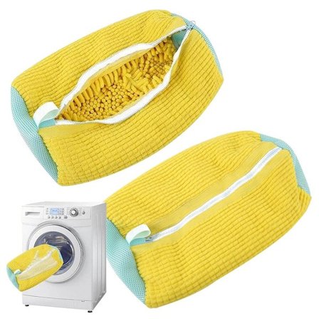 Sko Vaskemaskine Pose, 2 STK Sko Vasketøj Pose Sko Vask Pose til Vaskemaskine, Genanvendelig Sko Rengøring Vasketøj Pose med Lynlås, Lærred Sneakers