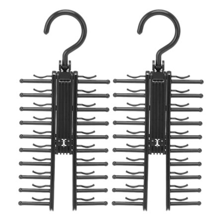 2st garderob Slips Rack Tie Förvaring Display Hängare med 360 graders rotationskrok Plast Tie Hylla Svart