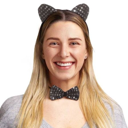 Kattset 3 delar Öron Svans och Fluga Maskerad