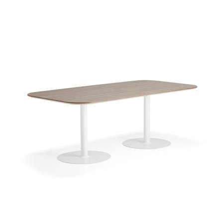 Bord METRIC, rundade hörn, 2000x1000x720 mm, vit/valnöt