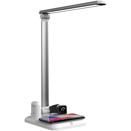 Bordlampe med trådløs Qi-opladning, 4-i-1, Hvid