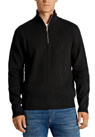 Lindbergh Half Zip Rib Knit Tröjor Herr Svart M
