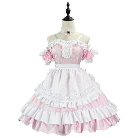 Nya kvinnor Plus Size Supersöt stor rosett Rosa Blå Lolita Cosplay Custom Klänning Pink XXXL L