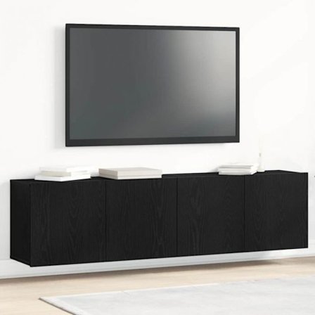 Konsol Vidaxl - 862197 - TV-möbler 2 delar Svart Ek 160 x 30 x 41 cm Ingenjörsträ