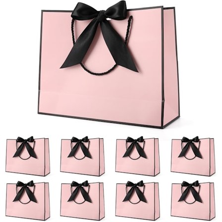 Gaveposer til gaver, papirgaveposer med sløjfe, gaveposer til bryllupper, brudepiger, fødselsdag, fest, fejring, 32x25x10 cm