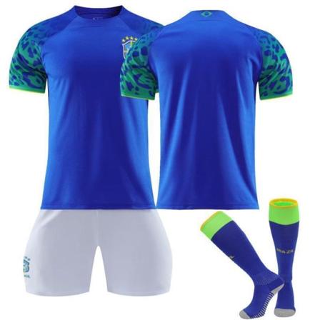 23/24 Man City Home kit Pojkar Barn Fotboll T-shirt Kit Fotboll Träningsdräkter Brazil Away #Blank #22 (6-7 Years)