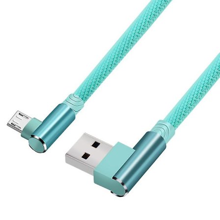1m Lading Micro-kabel USB-plugg til 90 graders vinkel Micro Android ladekabelkontakt