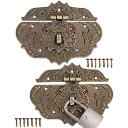 Sett med 2 Antikk Bronse Jern Spenner, Møbelspenner, Beslag